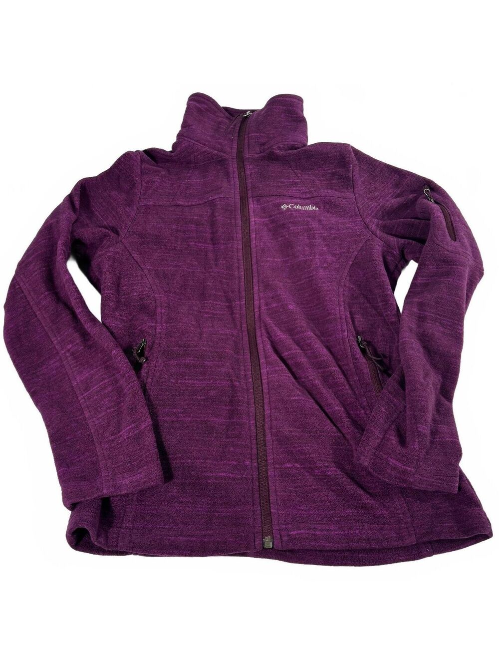 Columbia Women's Heathered Dark Purple Full-Zip Fleece Jacket L